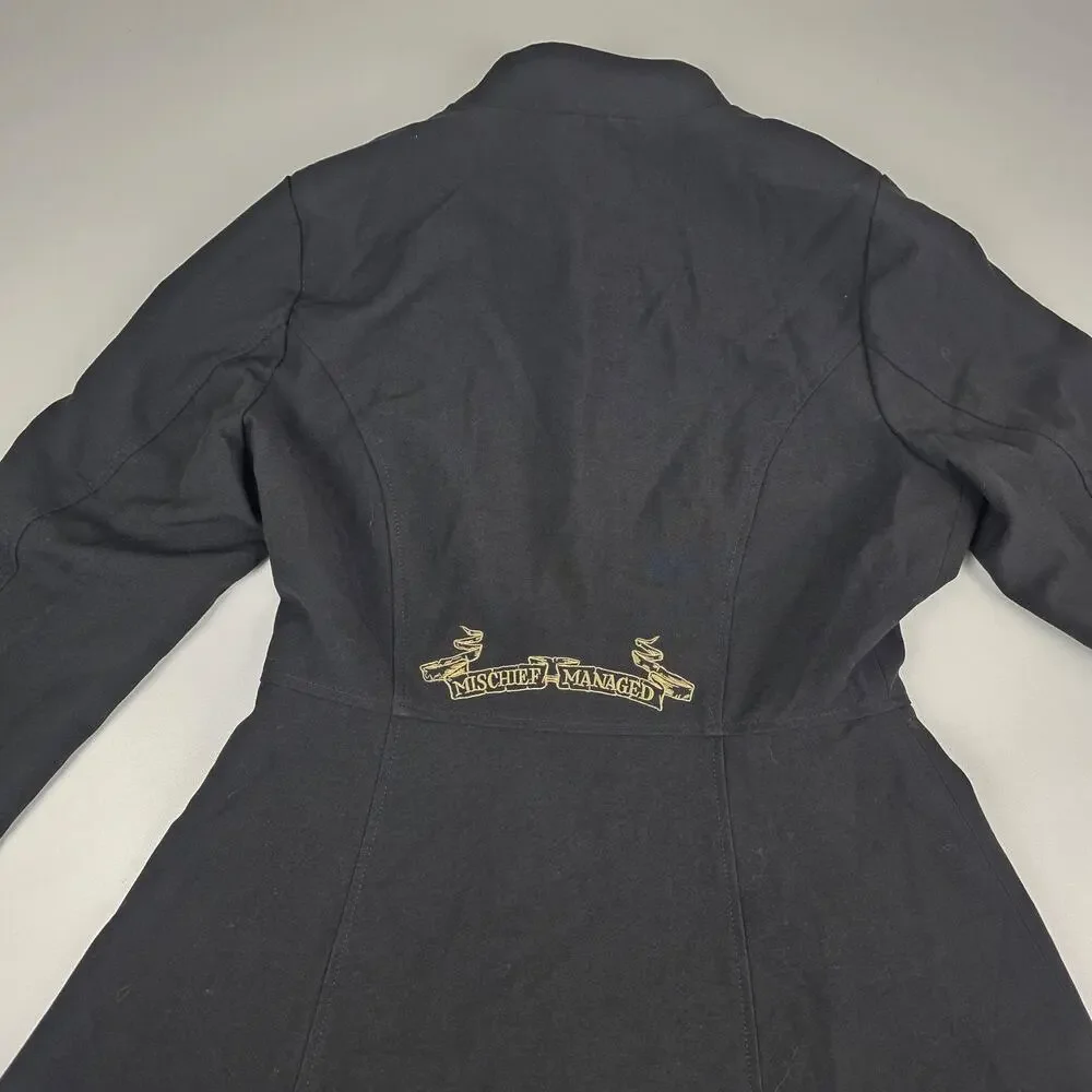 Harry Potter Coat Womens Medium Black Marauders Map Fit Flare Hot Topic Buttons‎